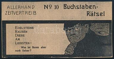 No. 10 Buchstaben-Rätsel német nyelvű számolócédula, 12x6 cm