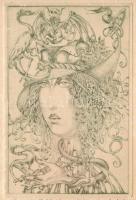 Kolozsvári Grandpierre Miklós (1950-): Álmosító illat. Rézkarc, papír. Jelzett, számozott (38/100). ...