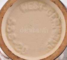Retró német váza, színes mázakkal festett, jelzett, alján kis lepattanással, m: 20,5 cm