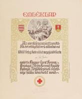 1915 Magyar Szent Korona Országai Vöröskereszt Egylete által kiállított emléklap üdülő beteg katona megajándékozásért