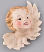 Pankera Austria puttó fej, mázas fajansz, kézzel festett, jelzett, kis lepattanásokkal, 15x11 cm