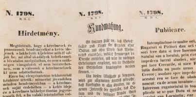 1849 Kolozsvár, cs. és királyi parancsnokság (Urban Károly ezredes) által kiadott háromnyelvű hirdet...