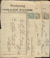 1871-1890 5 db okmánybélyeges számla