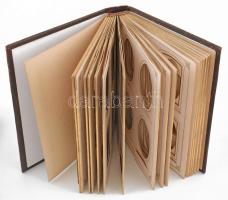 Antik fényképalbum, aranyszínű florális ornamentikával díszített bőrkötésben, aranyozott lapélekkel,...