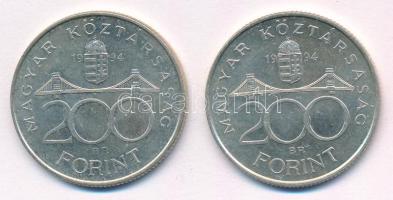 1994. 200Ft Ag "Deák" (2x) T:1-,2 kis patina
Adamo F13.1