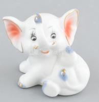 Elefánt figura, porcelán, jelzés nélkül, kopásokkal, m: 6 cm