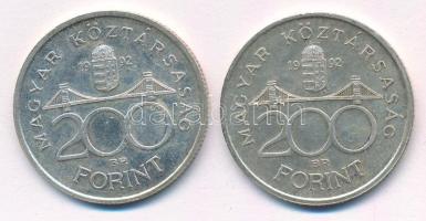 1992. 200Ft Ag "MNB" (2x) T:2 patina, kis ph
Adamo F13