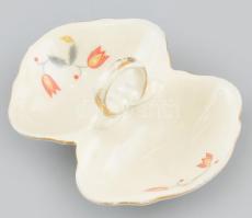 Német só- és borstartó, matricás porcelán, jelzett, kopott, d: 12 cm