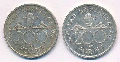 1992. 200Ft Ag "MNB" (2x) T:1-,2 patina, kis ph
Adamo F13