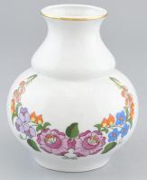 Kalocsai váza, porcelán, jelzett, kopott, m: 14 cm