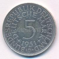 Német Szövetségi Köztársaság 1951D 5M Ag T:2 kis ph
FRG 1951D 5 Mark Ag C:XF small edge error
Krau...