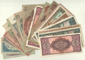 21db vegyes pengő, Vörös Hadsereg pengő, adópengő bankjegy T:III,III- nagyobb szakadás is