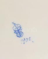 Antik Óherendi virágmintás tányér, jelzett, 1908, kopásokkal, d: 25,5 cm