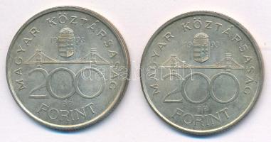 1993. 200Ft Ag "MNB" (2x) T:1-,2 patina Adamo F13