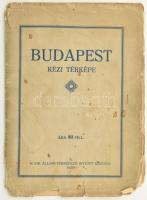 1927 Budapest kézi térképe, 1 : 25.000, M. Kir. Állami Térképező Intézet, hátoldalán utcajegyzékkel....