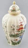 Royal Manifattura Porcelanne, kínaizáló fedeles dísz váza, jelzett, hibátlan, m: 39 cm