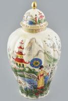 Royal Manifattura Porcelanne, kínaizáló fedeles dísz váza, jelzett, hibátlan, m: 39 cm