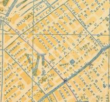 cca 1930 Budapest térképe. Tizennégy kerület, utcajegyzékkel és kerületi útmutatóval. Bp., Rácz Gyul...