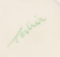 Herendi Tertia virágmintás tálka, jelzett, kopásokkal, d: 8 cm