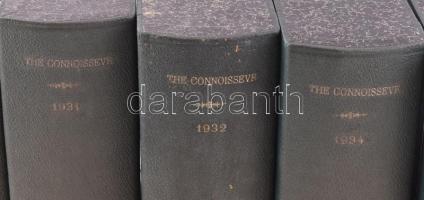 "The Connoissevr 1926/1931/1932/1934/1935" feliratú félvászon, könyv alakú tartó mappák, 5...