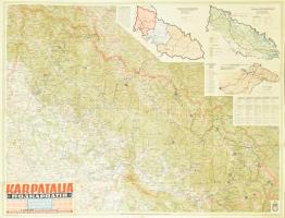 1940 Kárpátalja térképe, a Magyarországhoz visszacsatolt területekkel, 1 : 200.000, Bp., M. Kir. Honvéd Térképészeti Intézet, jó állapotban, 99x77 cm. Eredeti, kissé szakadt papírszalaggal. / 1940 Map of Zakarpattia Oblast (Ukraine), in good condition