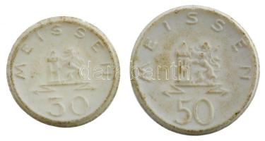 Német Birodalom / Meissen 1921. 30pf és 50pf fehér porcelán szükségpénzek T:1-,2 German Empire / Meissen 1921. 30 and 50 Pfennig white porcelain necessity coins C:AU,XF