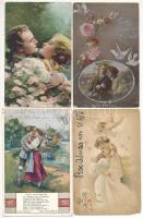 45 db RÉGI motívum képeslap vegyes minőségben: szerelmes párok / 45 pre-1945 motive postcards in mixed quality: couples in love