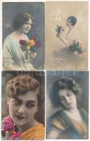 21 db RÉGI zsáner motívum képeslap vegyes minőségben: hölgyek / 21 pre-1945 motive postcards in mixed quality: ladies