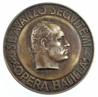 Olaszország ~1930. "Opera Balilla - Mussolini" fém jelvény, hátoldalon "M. LORIOLI & CASTELLI - BRONZETTI 25 MILANO" gyártói jelzéssel (38 mm) T:2 / Italy ~1930. "SE AVANZO SEGVITEMI - OPERA BALILLA" metal badge, on the backside "M. LORIOLI & CASTELLI - BRONZETTI 25 MILANO" makers mark 84 mm) C:XF