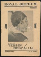 cca 1930-1940 Royal Orfeum Menetrend - képekkel illusztrált műsorfüzet, 16p