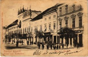 1899 (Vorläufer) Lőcse, Levoca; Körtér, Latzin János üzlete és saját kiadása / Ringplatz, shops (EK)