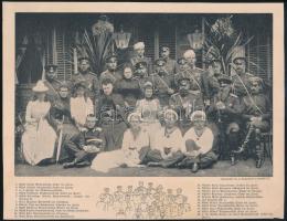 cca 1900 III. Sándor orosz cár családjával és tábornokaival, csoportkép német nyelvű magyarázó szöveggel, 20×25 cm