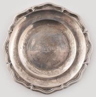 Ezüst (Ag) antik bécsi tányér, jelzett, 1840, mester: CJ.. d:18,5cm, Nettó: 165g