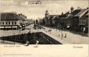 Kolozsvár, Cluj; Deák Ferenc utca, piac / street, market (lyuk / hole)