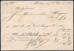 1860 Kunz József és Társa Budapest Rumburgi Vászonraktár fejléces számla