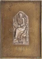 Ezüst (Ag) Szent Márk csóktábla, réz alapon, orosz fémjelzéssel, Moszkva, 1850 , 13,5x10 cm, bruttó: 89 g