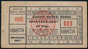 cca 1930 Kispest megyei város helypénzjegy