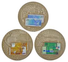 Libéria 2002. 1$ "Európai valuta 20-100-200E" (3xklf) multicolor Cu-Ni fantázia érmek T:PP ujjlenyomat, kis patina Liberia 2002. 1 Dollar "European Currency 20-100-200 Euro" (3xdiff) multicolor Cu-Ni fantasy coins C:PP fingerprints, small patina