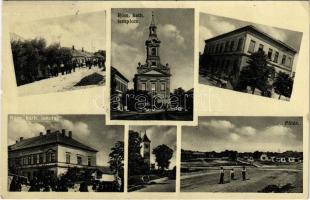 1938 Szőgyén, Szölgyén, Svodín, Seldin; Római katolikus templom és iskola, Fő tér, piac / church, school, main square, market (fa)