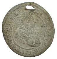 Német Államok / Szilézia 1698CB 1kr Ag I. Lipót (0,68g) T:2- ly. German States / Silesia 1698CB 1 Kreuzer Ag Leopold I (0,68g) C:VF holed Krause KM#606