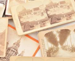 cca 1870-1880 Városképes fotók, 26 db kabinet és 11 db sztereófotó, 9×18 és 11×16,5 cm