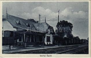 1939 Nagysáros, Velky Saris; Vasútállomás, gőzmozdony, vonat / railway station, locomotive, train (EK)