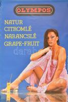 cca 1970-1980 Olympus natur citromlé, narancslé, grap-fruit, retró reklám plakát, a szélén gyűrődésnyomokkal, 84x59 cm