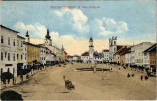 1915 Besztercebánya, Banská Bystrica; IV. Béla király tér, Szálloda a Rákhoz, Löwy Jakab üzlete / square, hotel, shops (EB)