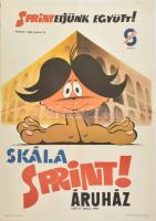 1986 Skála Sprint! Áruház, Bp., Offset-ny., reklám plakát, hajtott, 83x58 cm