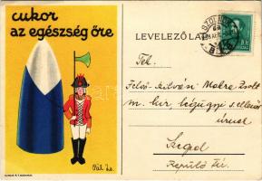 1938 Cukor az egészség őre. Globus Rt. reklám / Sugar is the guard of health, advertisement s: Pál Zs. (EK)