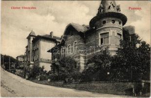 1910 Pozsony, Pressburg, Bratislava; Güntner Vilmos utca, Mensch László üzlete, villa. Sudek Antal kiadása / street view, shop, villa (EK)