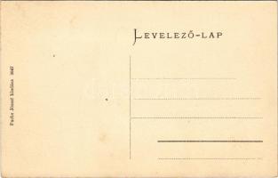 Rozsnyó, Roznava; Fő tér, Rákóczi őrtorony, piac, Gróf Andrássy Dénesné (Franciska) szobor. Falvi Je...