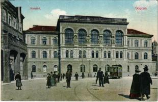 1911 Sopron, Kaszinó, villamos, zsinagóga. Novák László kiadása (EK)