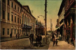 1914 Kaposvár, Fő utca, Megyeháza, Geiszler Nep. János, Sipőcz Jolán üzlete. Gerő Zsigmond kiadása (r)